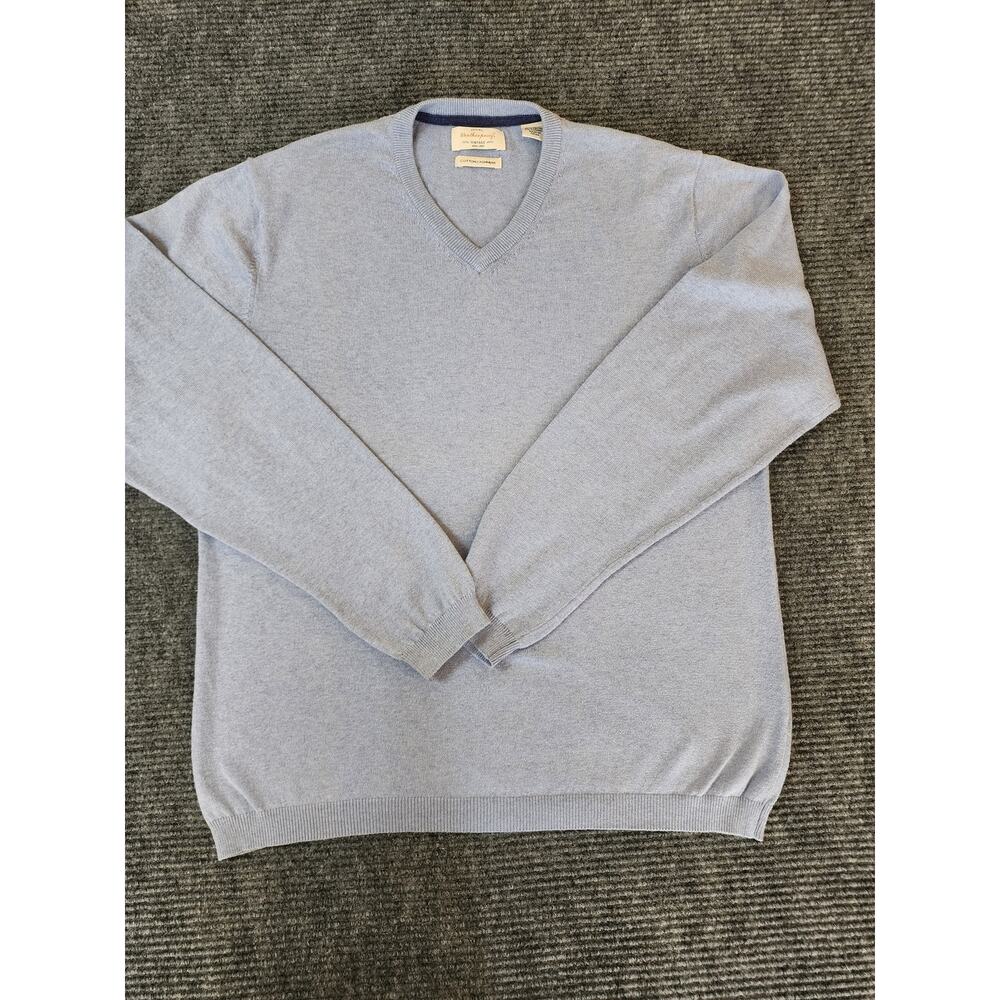 Vintage Weatherproof Cotton Cashmere V-Neck Sweater Men's Size Large Blue
